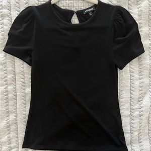 Express slight puff sleeve / keyhole back top (S)